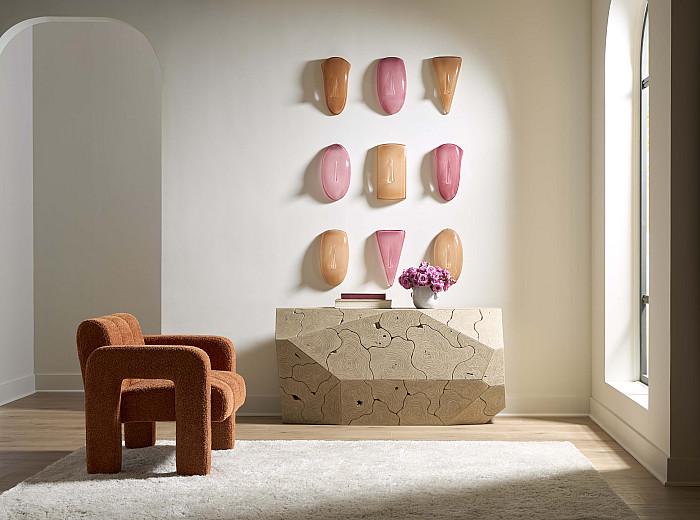 Classic Convex Cycladic Wall Art, Pink
