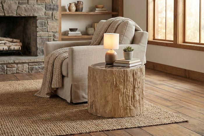 Chaka Petrified Stool, Rough, Cream