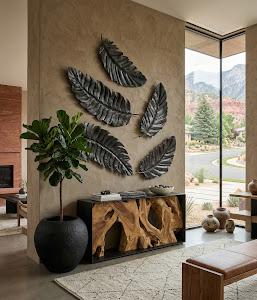 Feather Wall Decor, Black, Metal, SM