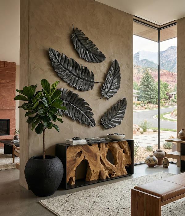 Feather Wall Decor, Black, Metal, SM