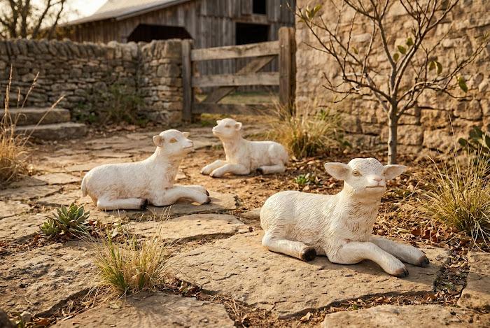 Goat Sculpture, Laying, Gel Coat