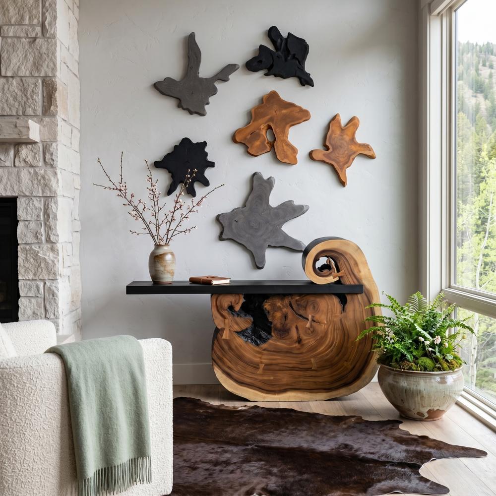 Freeform Teak Wall Slice, MD, Dark Gray