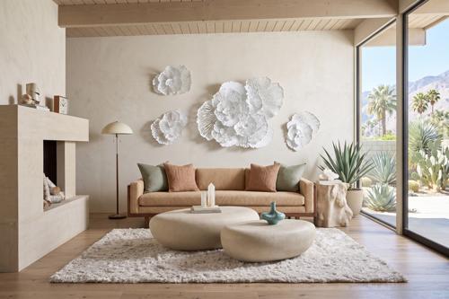 Flower Wall Art, Large, White, Metal