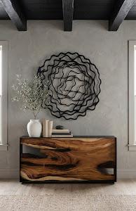Vine Wall Flower, Black, Large