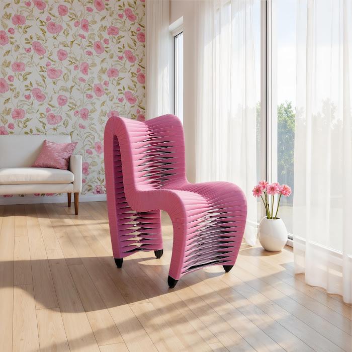 Seat Belt Dining Chair, Pink/White