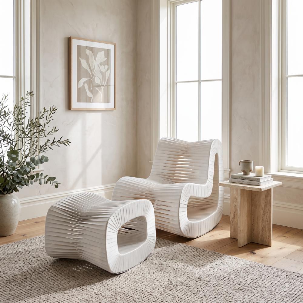 Seat Belt Ottoman, White