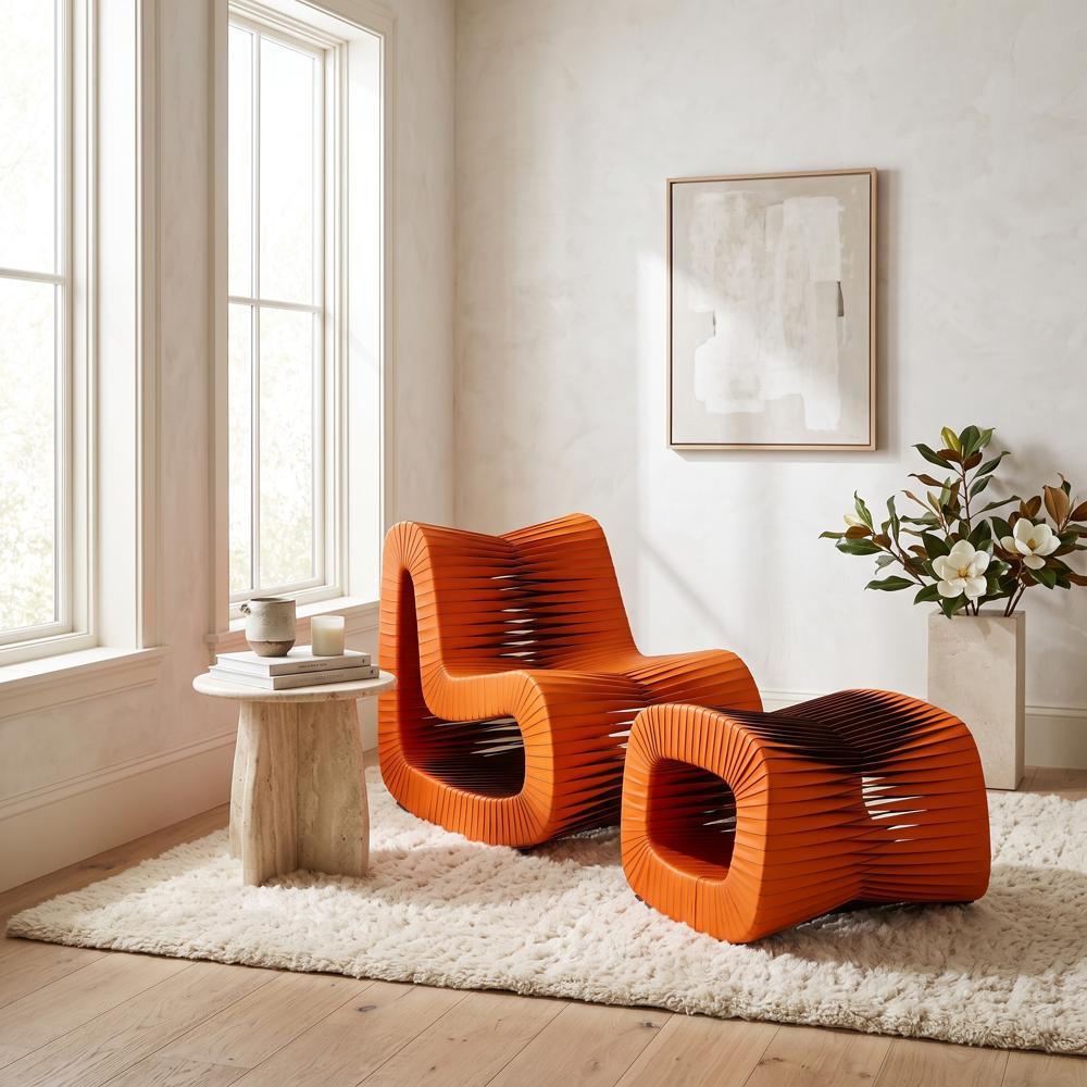Seat Belt Ottoman, Orange