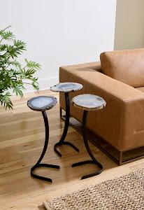 Agate Side Table, Horseshoe Base, Assorted