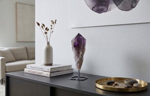 Amethyst Points Sculpture, Metal Base