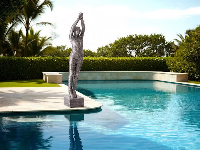 Standing Diving Sculpture, Black/Silver, Aluminum