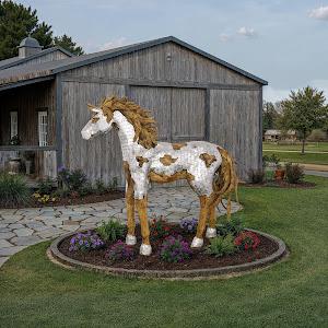 Mustang Horse Armored Sculpture, Walking