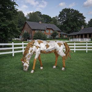 Mustang Horse Armored Sculpture, Grazing