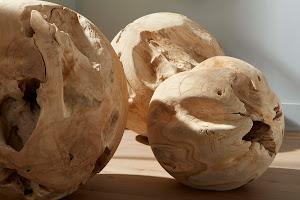 Teak Wood Ball, Large, Bleached