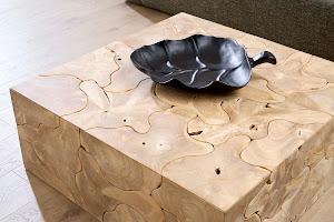 Teak Slice Coffee Table, Square, Bleached