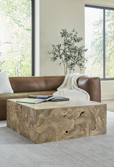Teak Slice Coffee Table, Square, Bleached