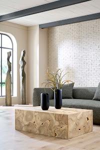 Teak Slice Coffee Table, Rectangle, Bleached