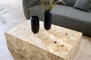 Teak Slice Coffee Table, Rectangle, Bleached