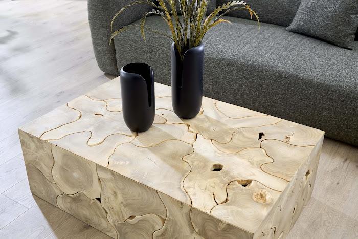 Teak Slice Coffee Table, Rectangle, Bleached