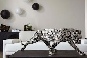 Panther Pipe Sculpture, Walking, Stainless Steel, Small
