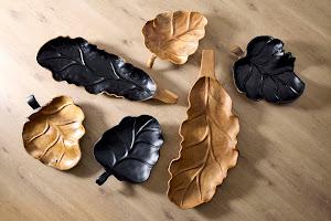 Leaf Bowl, Teak Wood, Natural & Black