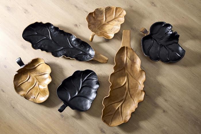 Leaf Bowl, Teak Wood, Natural & Black