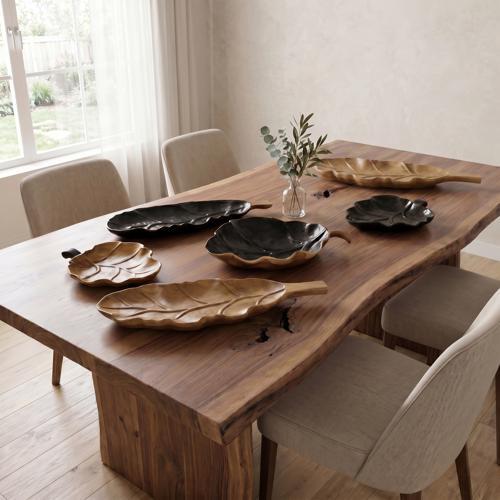 Leaf Bowl, Teak Wood, Natural & Black