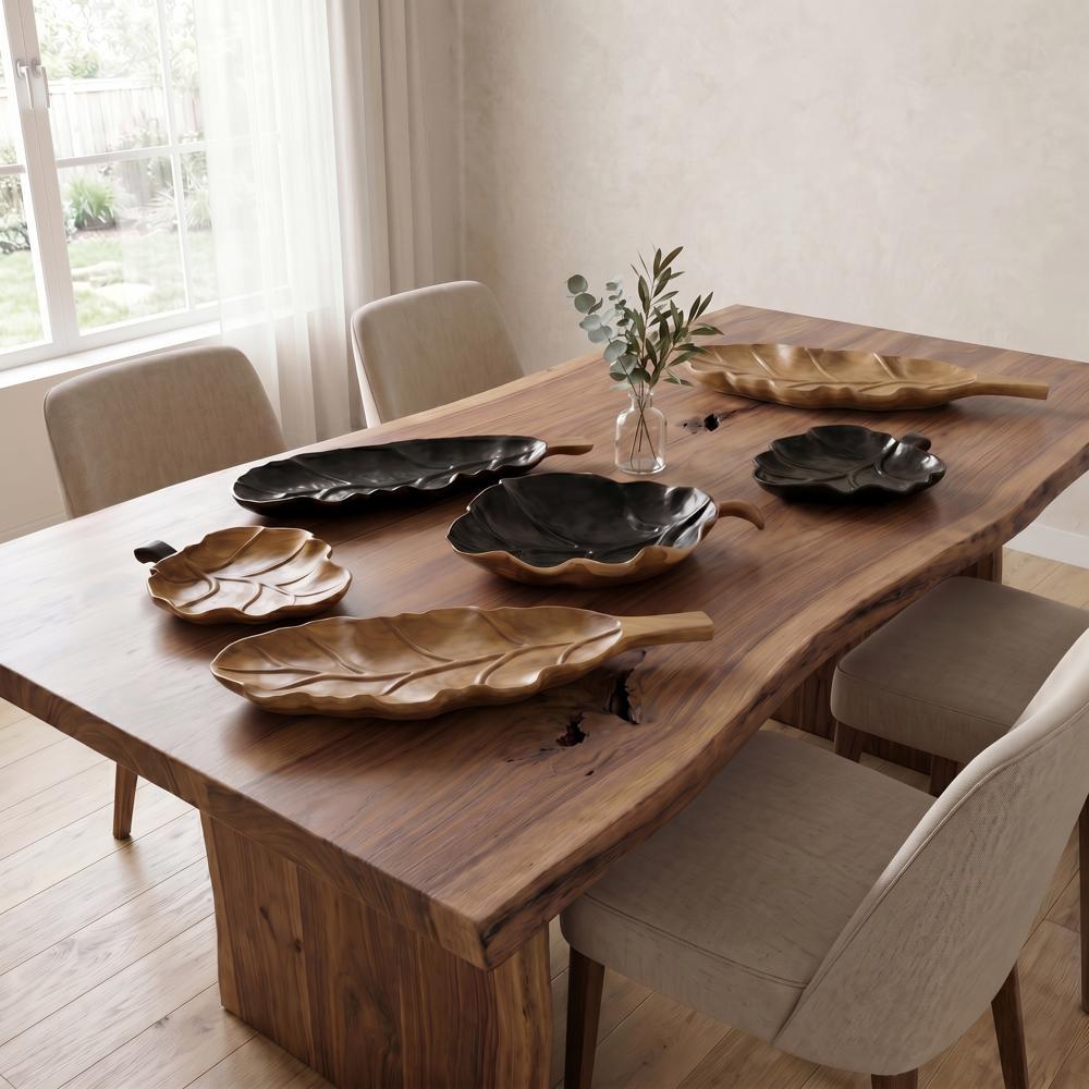 Leaf Bowl, Teak Wood, Natural & Black