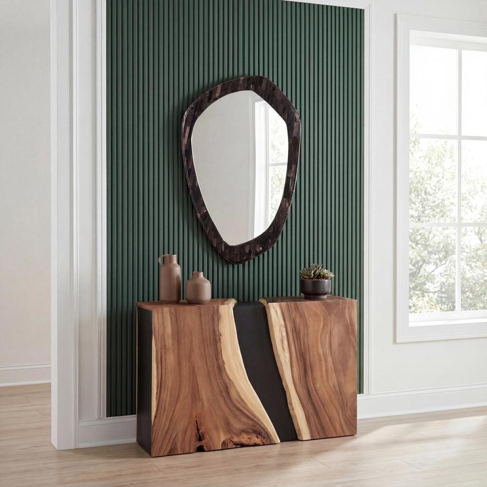 Morphic Petrified Mirror, Point, Black Frame