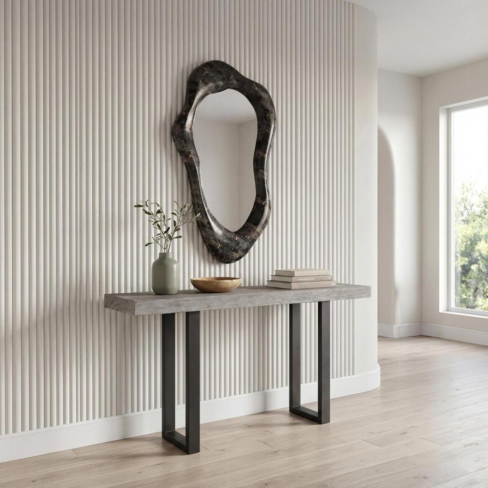 Morphic Petrified Mirror, Wave, Black Frame