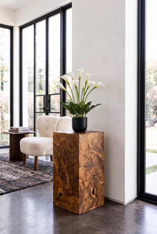 Teak Slice Pedestal, Square, SM