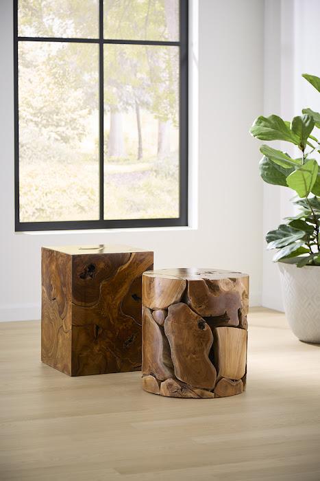 Teak Slice Side Table