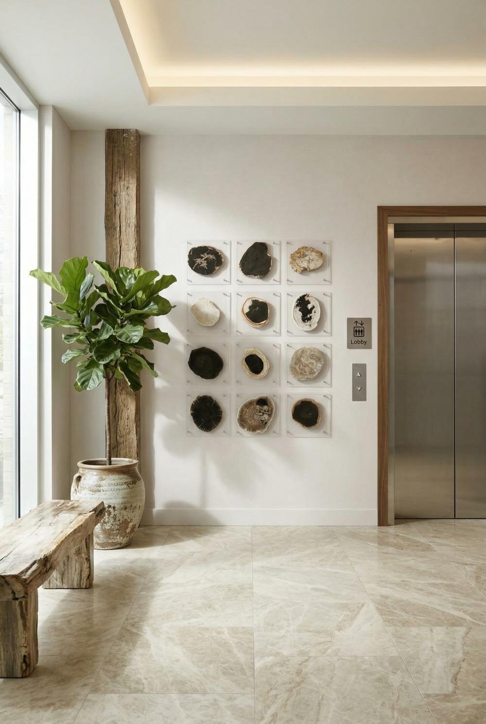 Floating Petrified Slice Wall Art, Assorted 