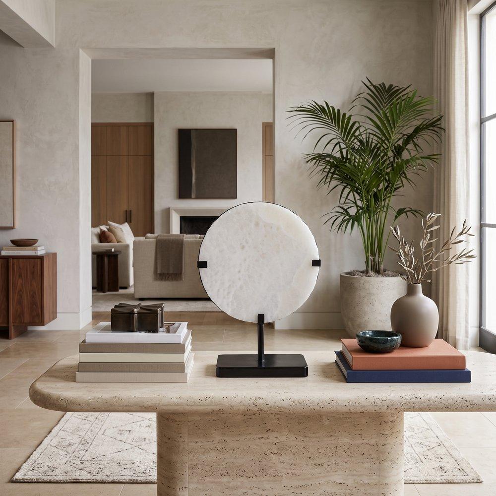 Onyx Lamp, Round Black Base
