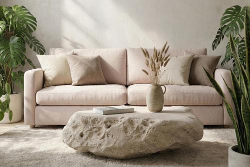 Cast Boulder Coffee Table Roman Stone, Large