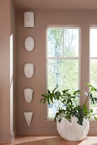 Geometric Cycladic Wall Art, Set of 5, White Stone