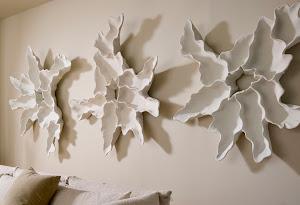 Contour Cast Root Flower Wall Art, White Stone