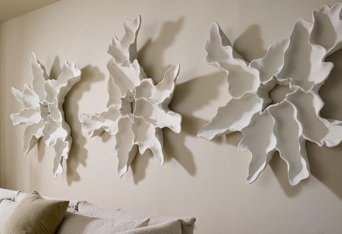 Contour Cast Root Flower Wall Art, White Stone