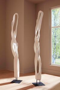 Cast Twisting Root Sculpture, Faux Bleached
