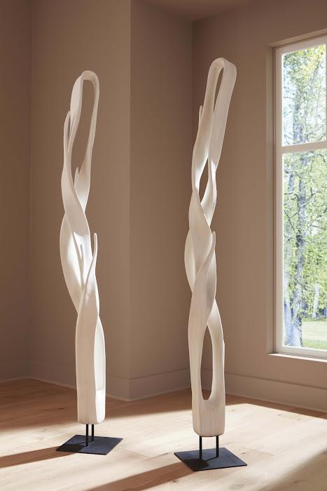 Cast Twisting Root Sculpture, Faux Bleached