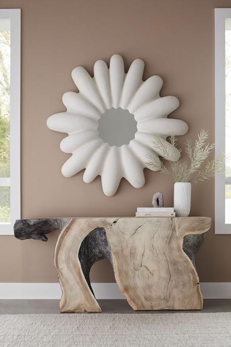Radial Shell Mirror, White Stone