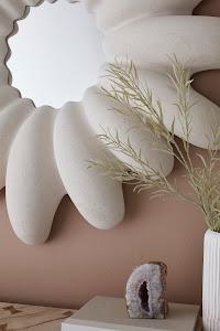 Radial Shell Mirror, White Stone