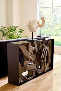 Cast Root Framed Console Table, Resin, Gray Wood Finish