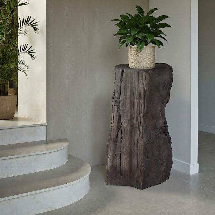 Stratified Cast Stone Pedestal, Painted Slate