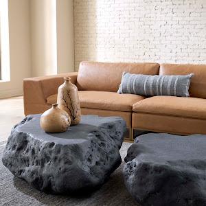 Cast Boulder Coffee Table, Charcoal Stone, Large