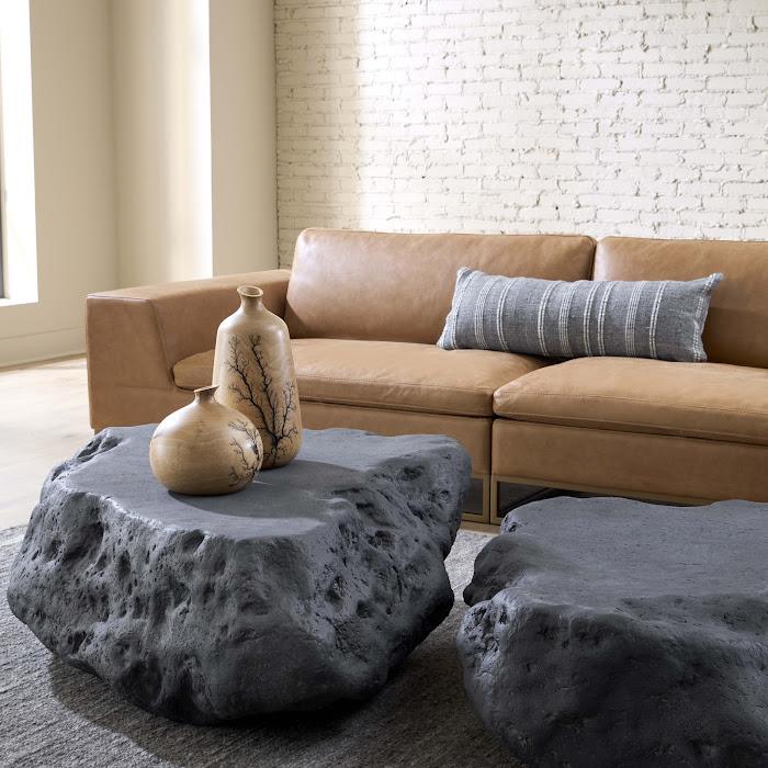 Cast Boulder Coffee Table, Charcoal Stone, Large