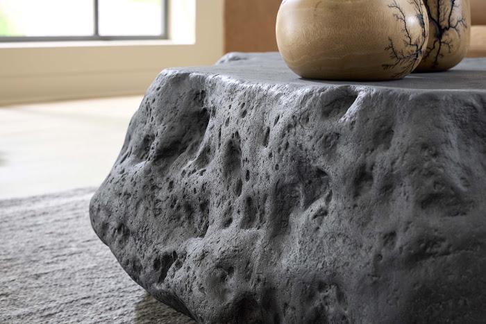 Cast Boulder Coffee Table, Charcoal Stone, Large