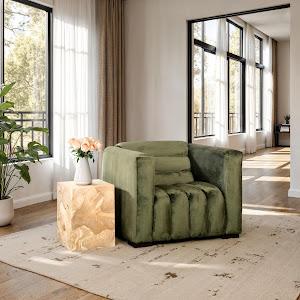 Imperial Lounge Chair, Lush Green Quilting, Dark Brown Metal Frame