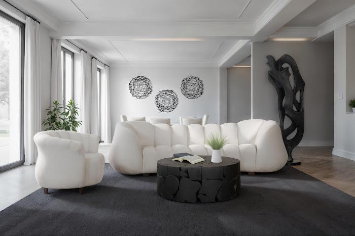 Arizona Sofa, Velvet Cool Cream, Dark Brown Metal Frame