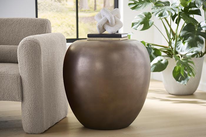 River Stone Side Table, Bronze