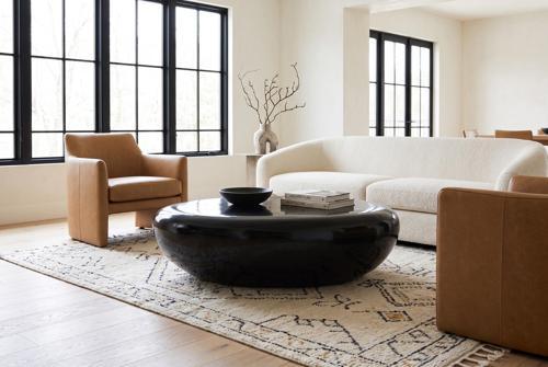 River Stone Coffee Table, Gel Coat Black, Large